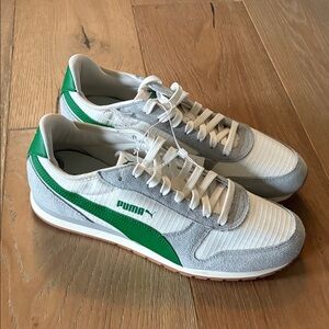 Puma Men's White and Green Sneakers